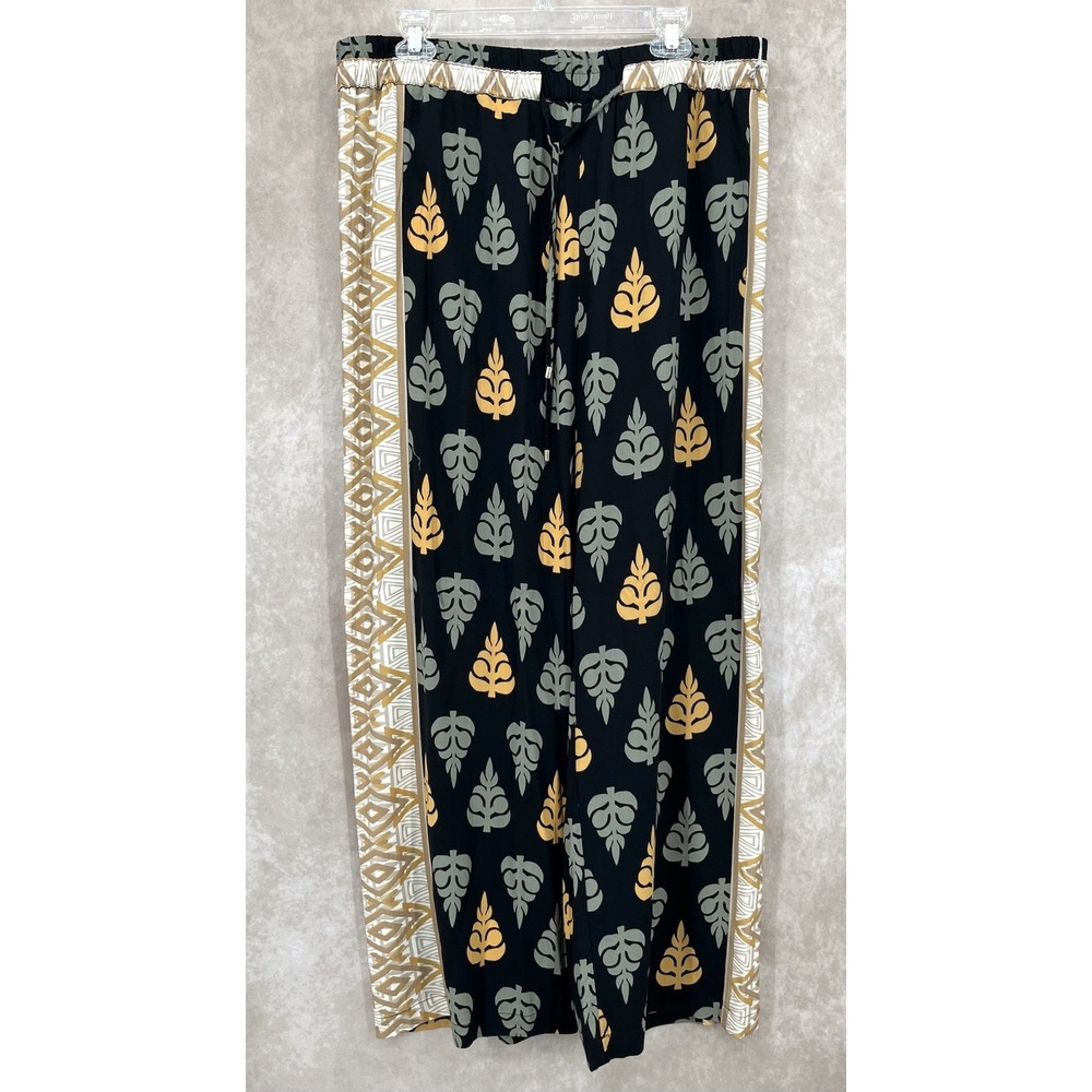Soft Surroundings Palazzo Pants Size Large Leaf Print‎ Wide Leg NWT